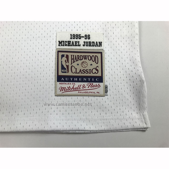 Camiseta Chicago Bulls Michael Jordan NO 23 Autentico 1995-96 Blanco